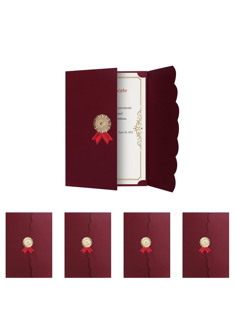 5pcs A4 Certificate Holder Graduation Diploma Cover Degree Certificate Holder Trifold Document Covers for Award Certificates - Image 1